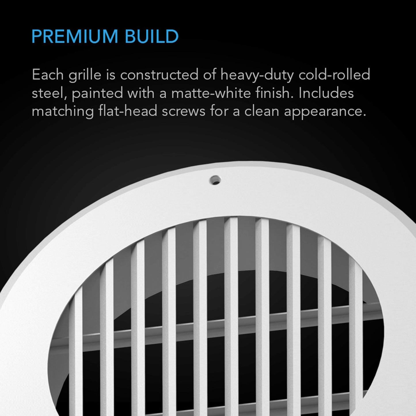 AC Infinity Wall Mount Duct Grille Vent, White Steel, 6-Inch AC-DGM6-W Climate Control 819137020702