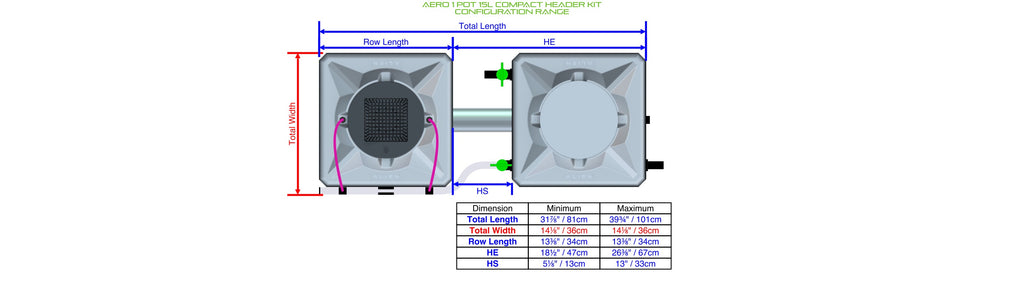 ALIEN Hydroponics AERO 1 Pot 15L Compact Header Kit product image 1