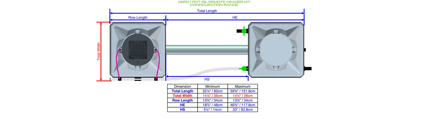 ALIEN Hydroponics AERO 1 Pot 15L Remote Header Kit product image 1