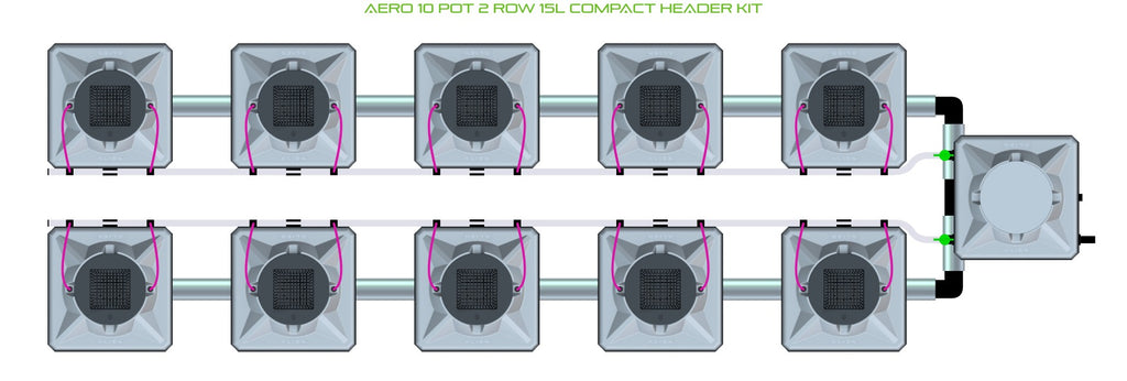 ALIEN Hydroponics AERO 10 Pot 2 Row 15L Compact Header Kit product image 2