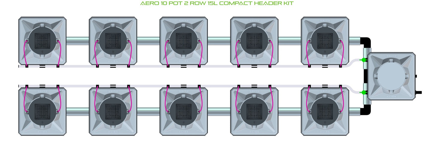 ALIEN Hydroponics AERO 10 Pot 2 Row 15L Compact Header Kit product image 2