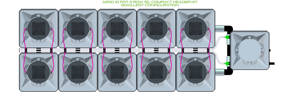 ALIEN Hydroponics AERO 10 Pot 2 Row 15L Compact Header Kit product image 3