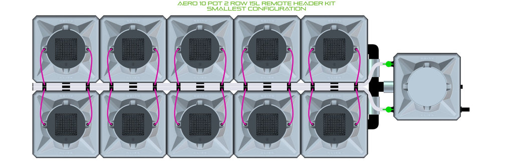 ALIEN Hydroponics AERO 10 Pot 2 Row 15L Remote Header Kit product image 3