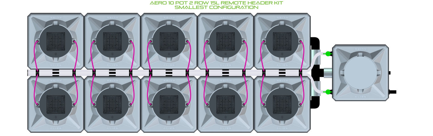 ALIEN Hydroponics AERO 10 Pot 2 Row 15L Remote Header Kit product image 3