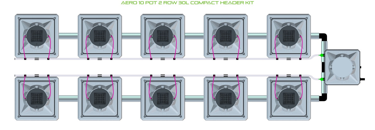 ALIEN Hydroponics AERO 10 Pot 2 Row 30L Compact Header Kit product image 2