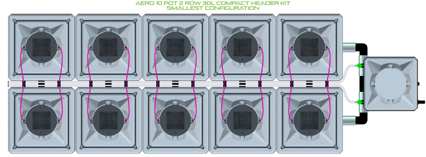ALIEN Hydroponics AERO 10 Pot 2 Row 30L Compact Header Kit product image 3