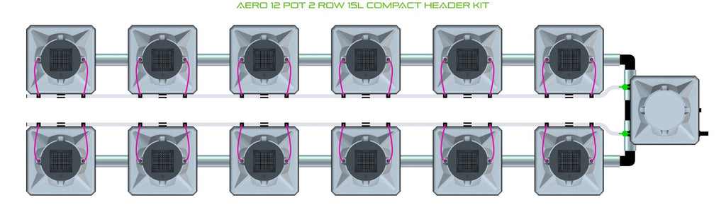 ALIEN Hydroponics AERO 12 Pot 2 Row 15L Compact Header Kit product image 2