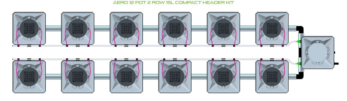 ALIEN Hydroponics AERO 12 Pot 2 Row 15L Compact Header Kit product image 2