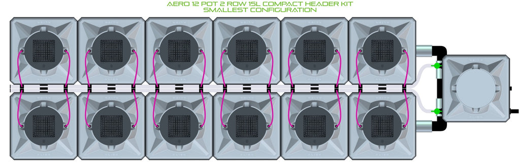 ALIEN Hydroponics AERO 12 Pot 2 Row 15L Compact Header Kit product image 3