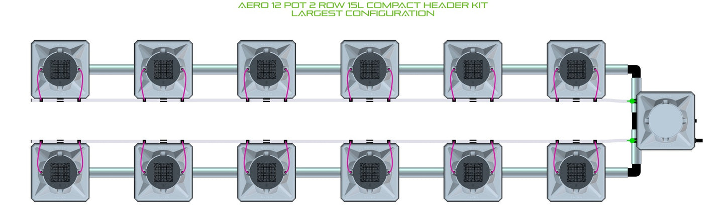ALIEN Hydroponics AERO 12 Pot 2 Row 15L Compact Header Kit product image 4