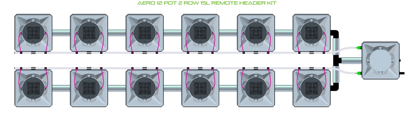 ALIEN Hydroponics AERO 12 Pot 2 Row 15L Remote Header Kit product image 2