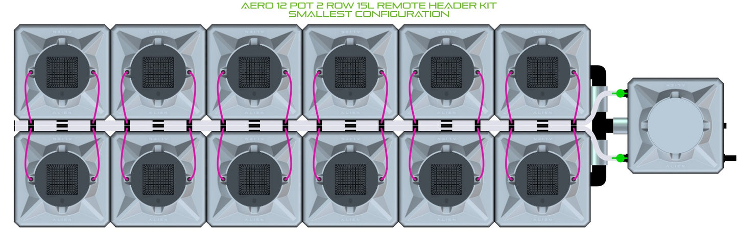 ALIEN Hydroponics AERO 12 Pot 2 Row 15L Remote Header Kit product image 3