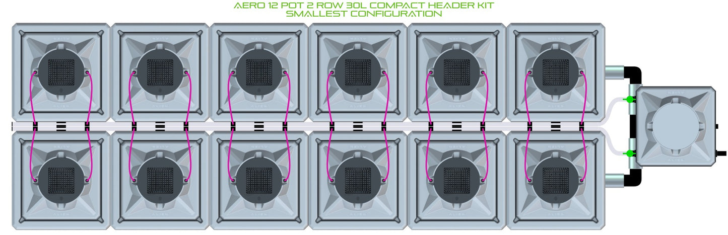 ALIEN Hydroponics AERO 12 Pot 2 Row 30L Compact Header Kit product image 3