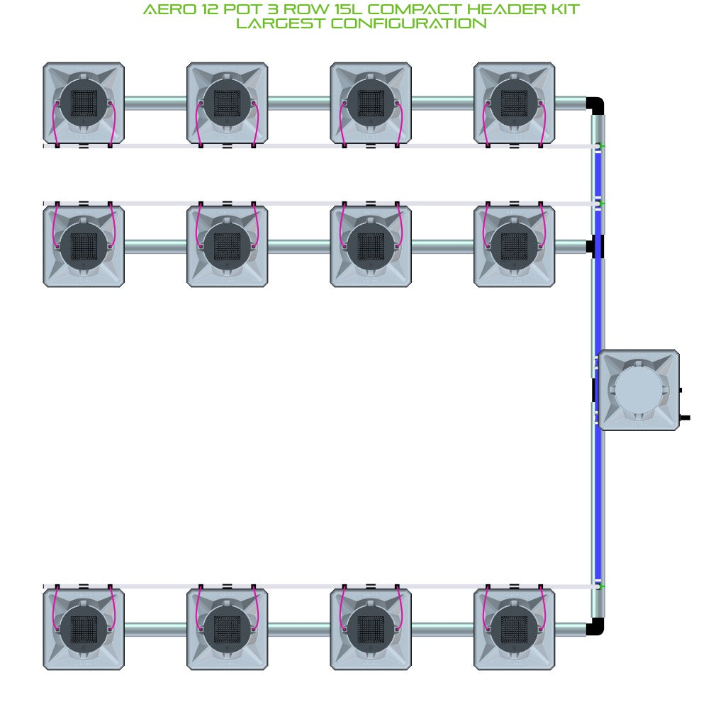 ALIEN Hydroponics AERO 12 Pot 3 Row 15L Compact Header Kit product image 4