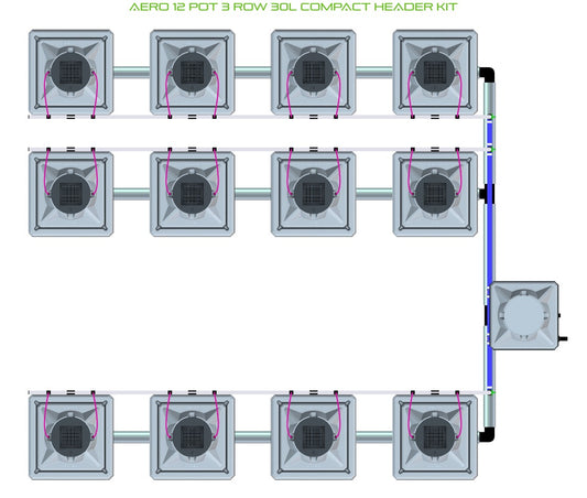 ALIEN Hydroponics AERO 12 Pot 3 Row 30L Compact Header Kit product image 1