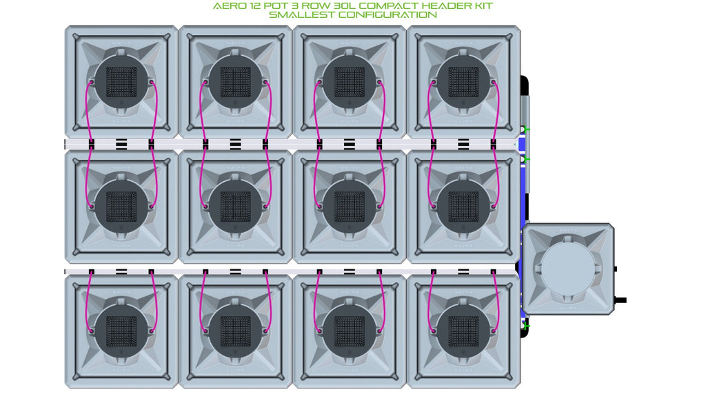 ALIEN Hydroponics AERO 12 Pot 3 Row 30L Compact Header Kit product image 3