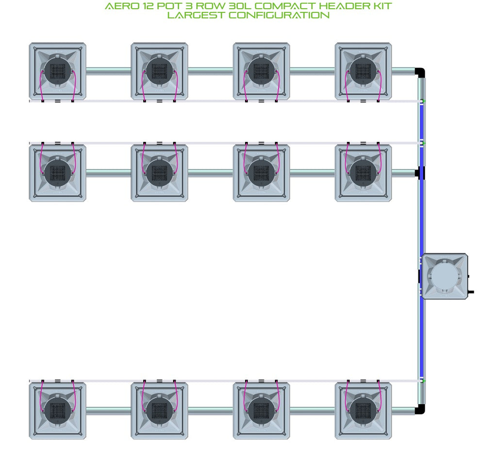 ALIEN Hydroponics AERO 12 Pot 3 Row 30L Compact Header Kit product image 4