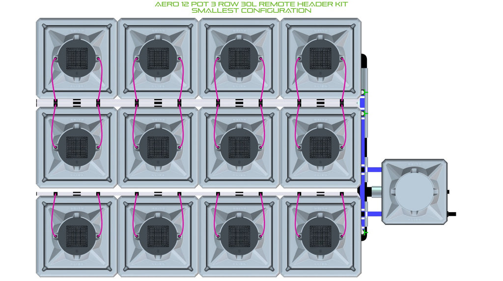 ALIEN Hydroponics AERO 12 Pot 3 Row 30L Remote Header Kit product image 3