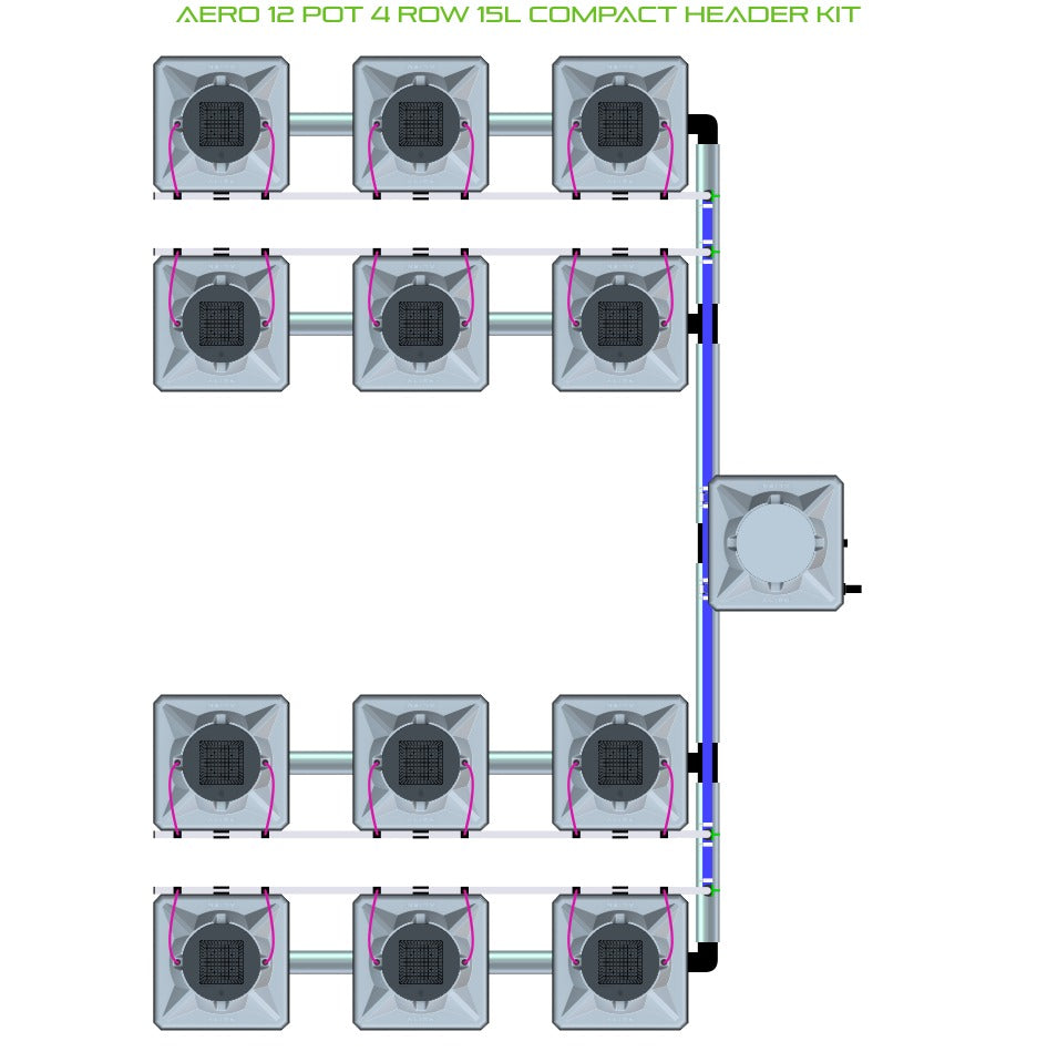 ALIEN Hydroponics AERO 12 Pot 4 Row 15L Compact Header Kit product image 1