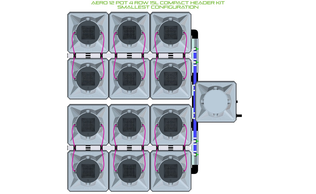 ALIEN Hydroponics AERO 12 Pot 4 Row 15L Compact Header Kit product image 3