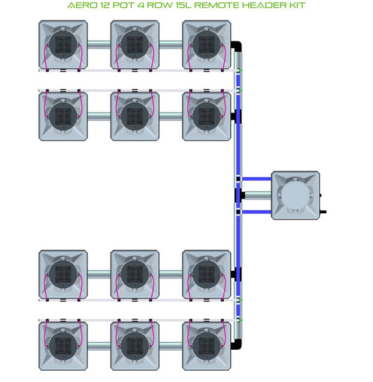 ALIEN Hydroponics AERO 12 Pot 4 Row 15L Remote Header Kit product image 1