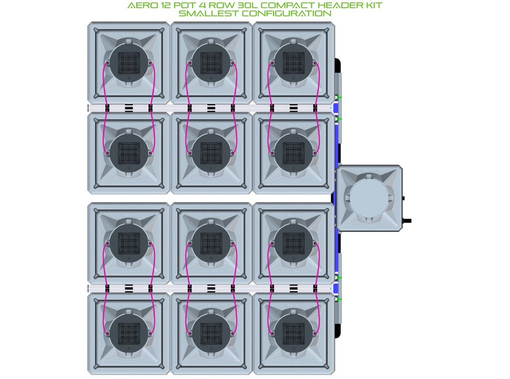 ALIEN Hydroponics AERO 12 Pot 4 Row 30L Compact Header Kit product image 3