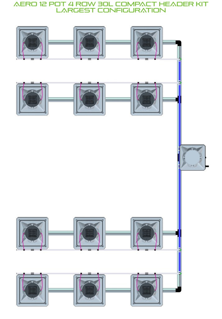 ALIEN Hydroponics AERO 12 Pot 4 Row 30L Compact Header Kit product image 4