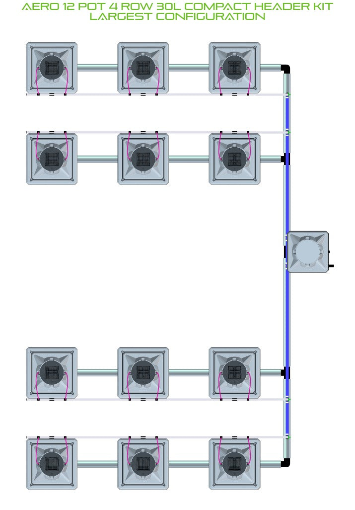 ALIEN Hydroponics AERO 12 Pot 4 Row 30L Compact Header Kit product image 4