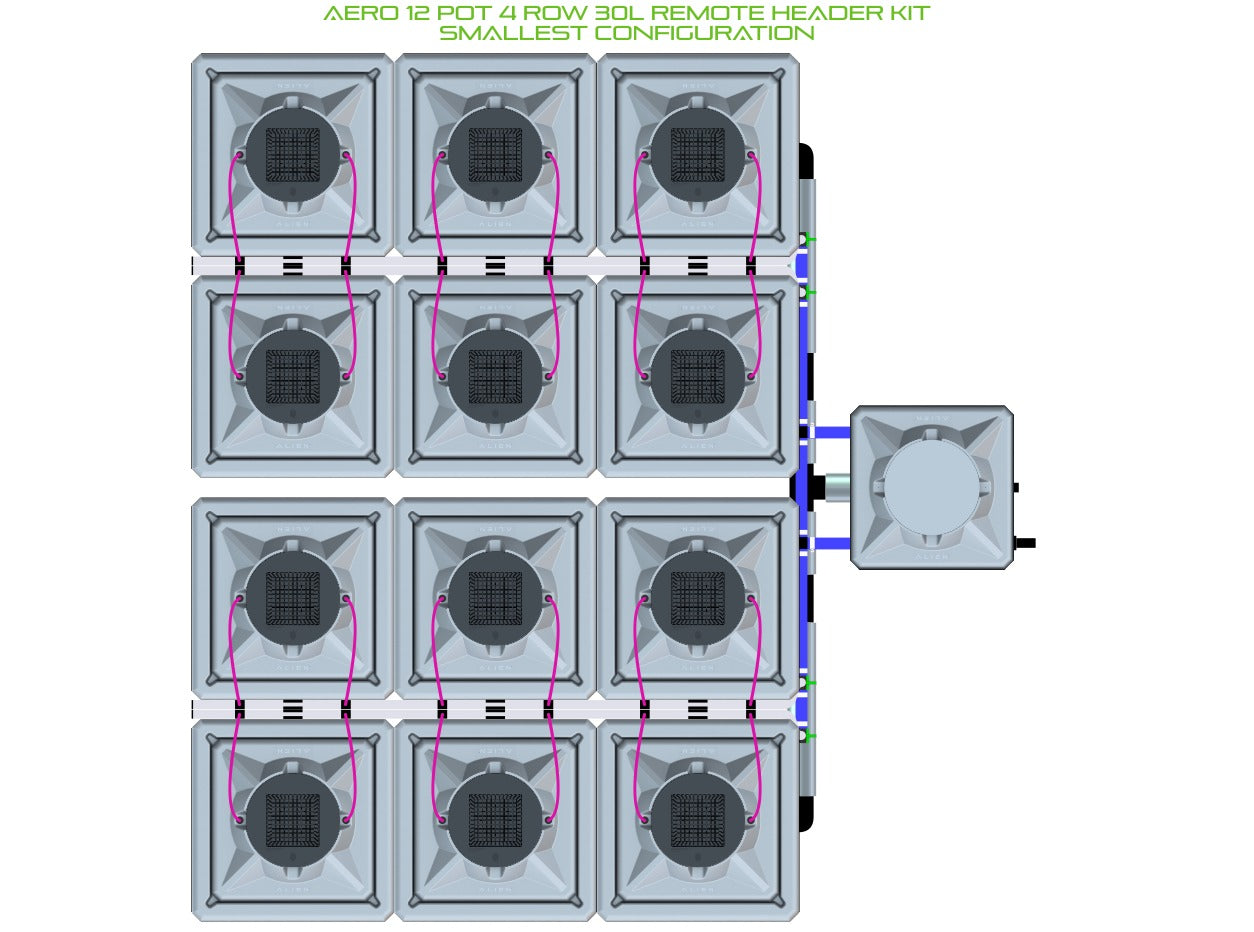 ALIEN Hydroponics AERO 12 Pot 4 Row 30L Remote Header Kit product image 3