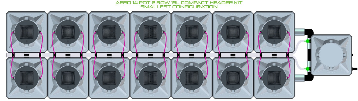 ALIEN Hydroponics AERO 14 Pot 2 Row 15L Compact Header Kit product image 3