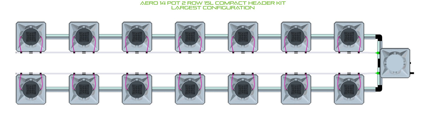 ALIEN Hydroponics AERO 14 Pot 2 Row 15L Compact Header Kit product image 4