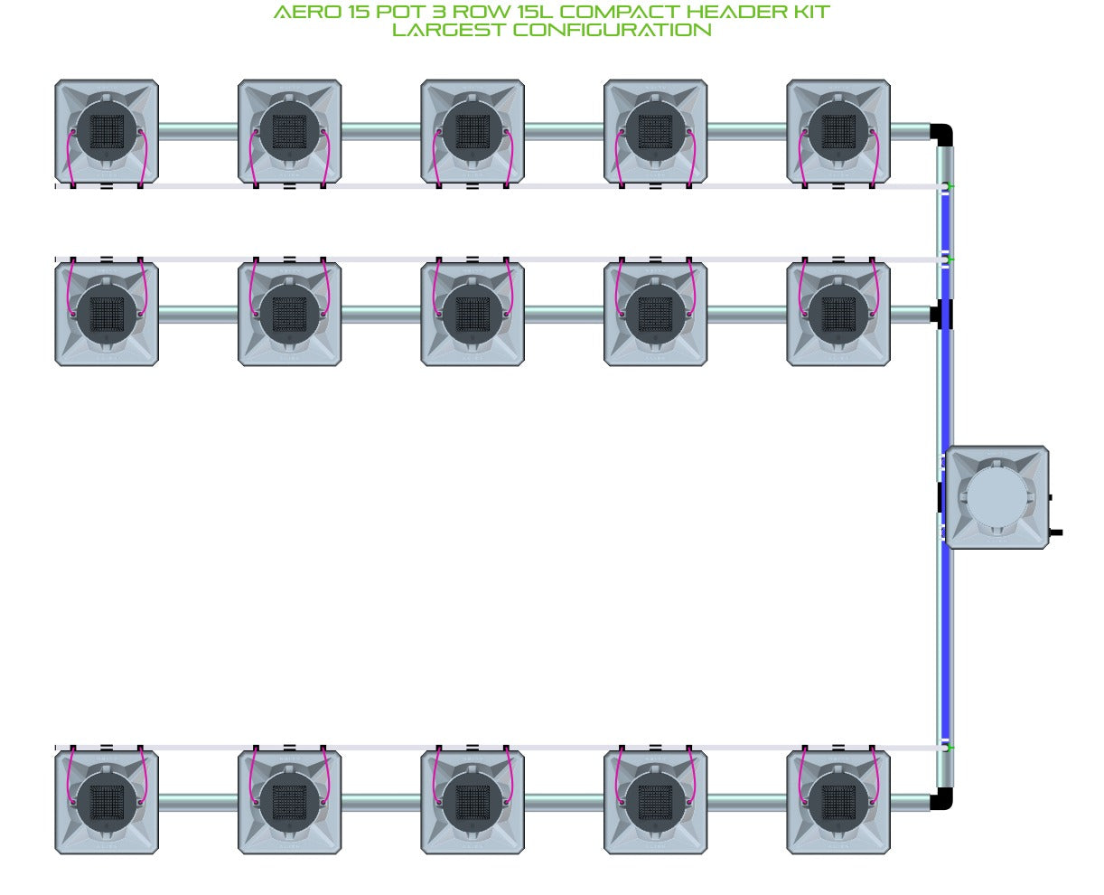 ALIEN Hydroponics AERO 15 Pot 3 Row 15L Compact Header Kit product image 4