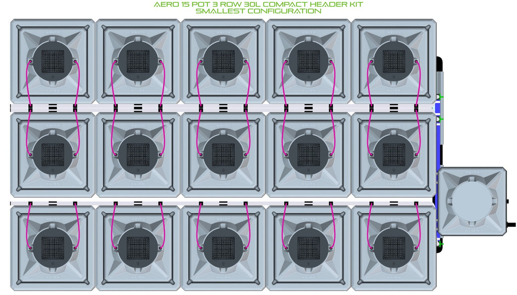 ALIEN Hydroponics AERO 15 Pot 3 Row 30L Compact Header Kit product image 3