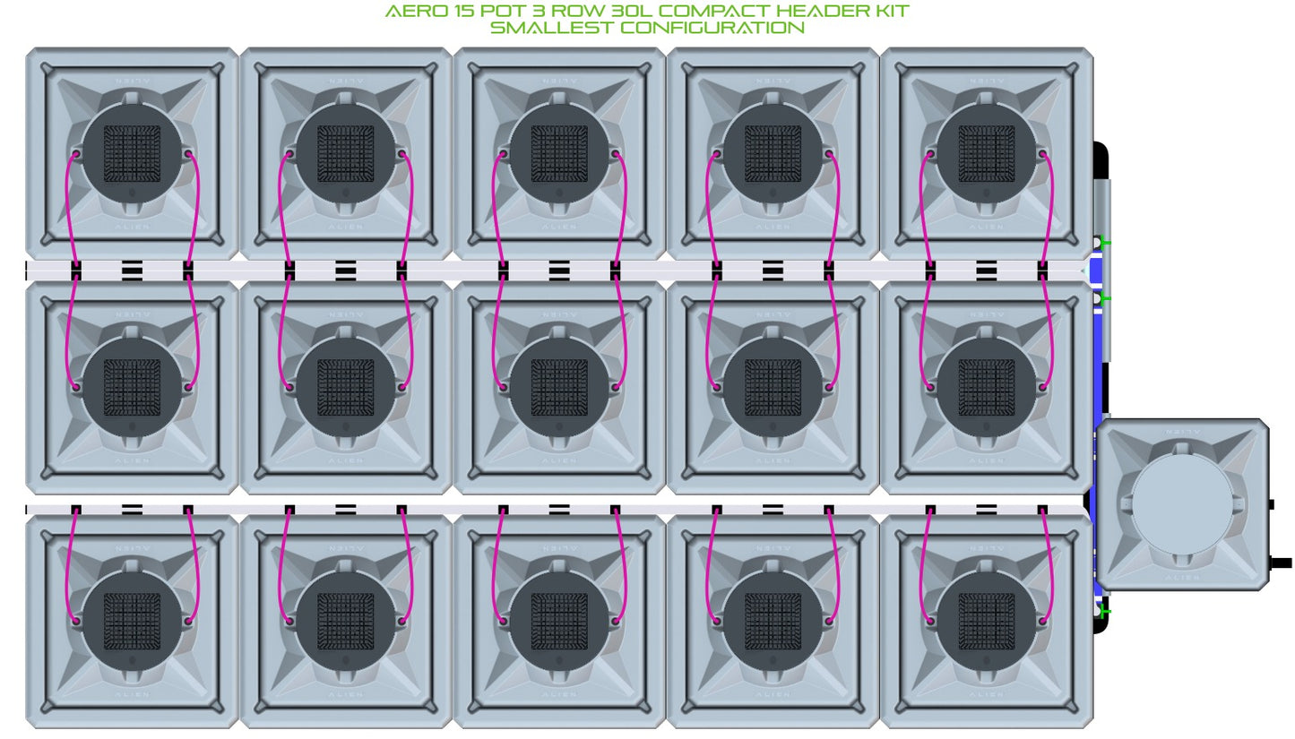ALIEN Hydroponics AERO 15 Pot 3 Row 30L Compact Header Kit product image 3