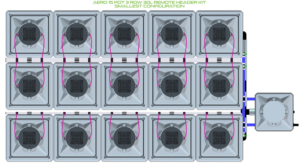 ALIEN Hydroponics AERO 15 Pot 3 Row 30L Remote Header Kit product image 3