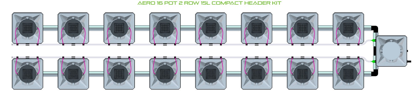 ALIEN Hydroponics AERO 16 Pot 2 Row 15L Compact Header Kit product image 2
