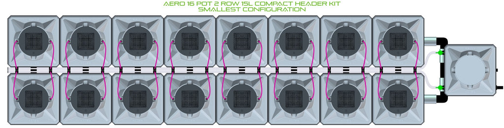 ALIEN Hydroponics AERO 16 Pot 2 Row 15L Compact Header Kit product image 3
