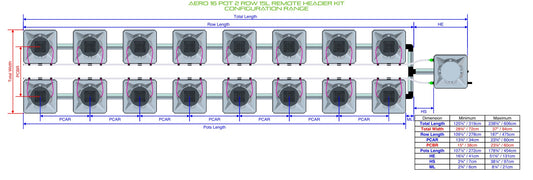 ALIEN Hydroponics AERO 16 Pot 2 Row 15L Remote Header Kit product image 1