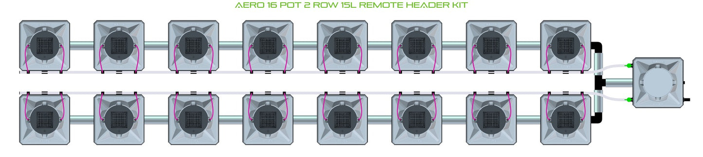 ALIEN Hydroponics AERO 16 Pot 2 Row 15L Remote Header Kit product image 2