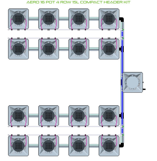 ALIEN Hydroponics AERO 16 Pot 4 Row 15L Compact Header Kit product image 1