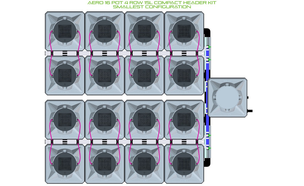 ALIEN Hydroponics AERO 16 Pot 4 Row 15L Compact Header Kit product image 3