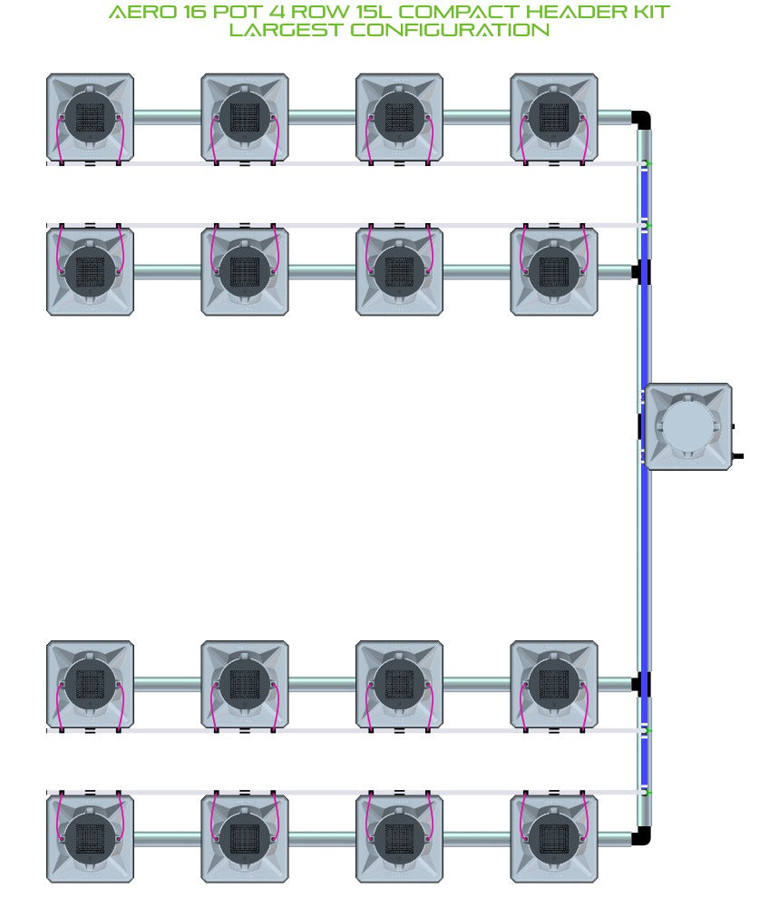 ALIEN Hydroponics AERO 16 Pot 4 Row 15L Compact Header Kit product image 4