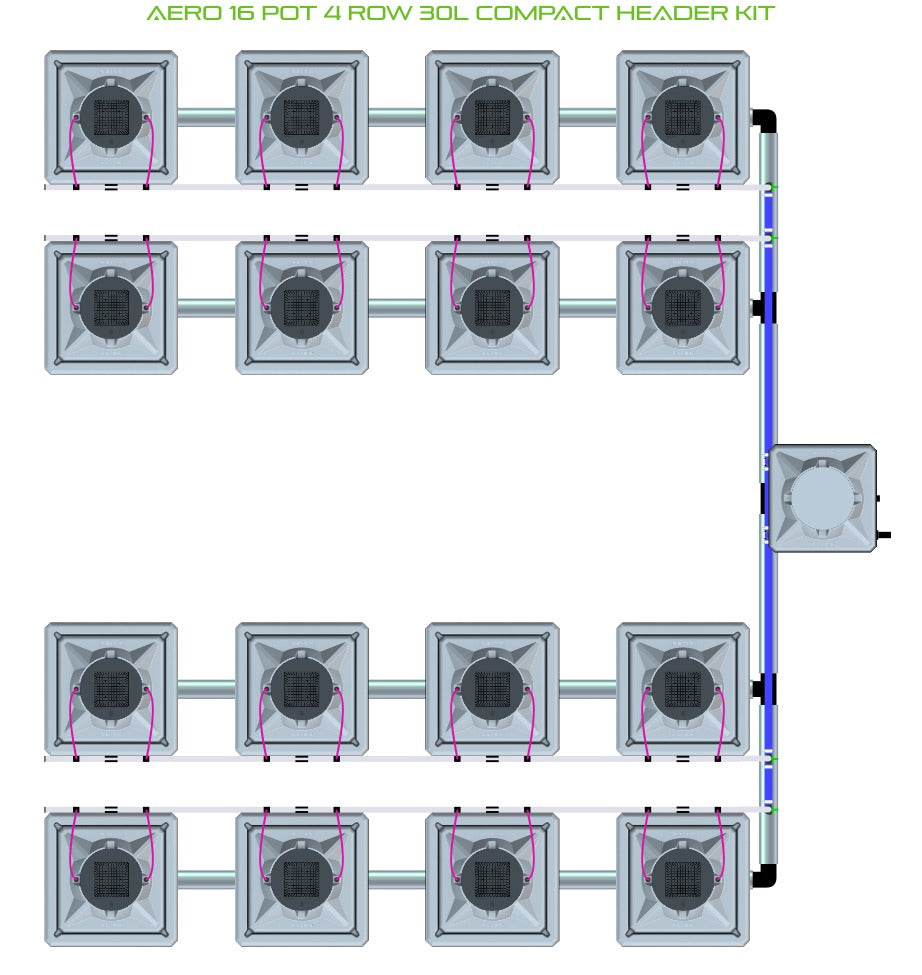 ALIEN Hydroponics AERO 16 Pot 4 Row 30L Compact Header Kit product image 1