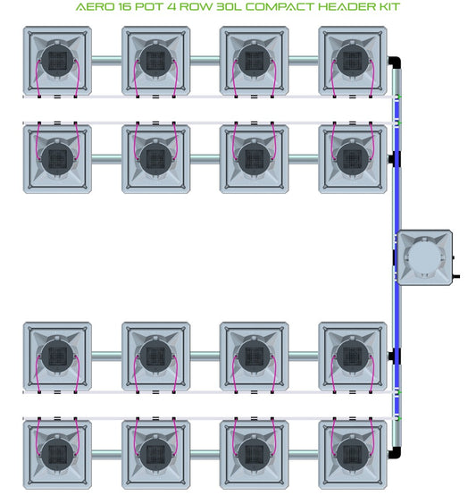 ALIEN Hydroponics AERO 16 Pot 4 Row 30L Compact Header Kit product image 1