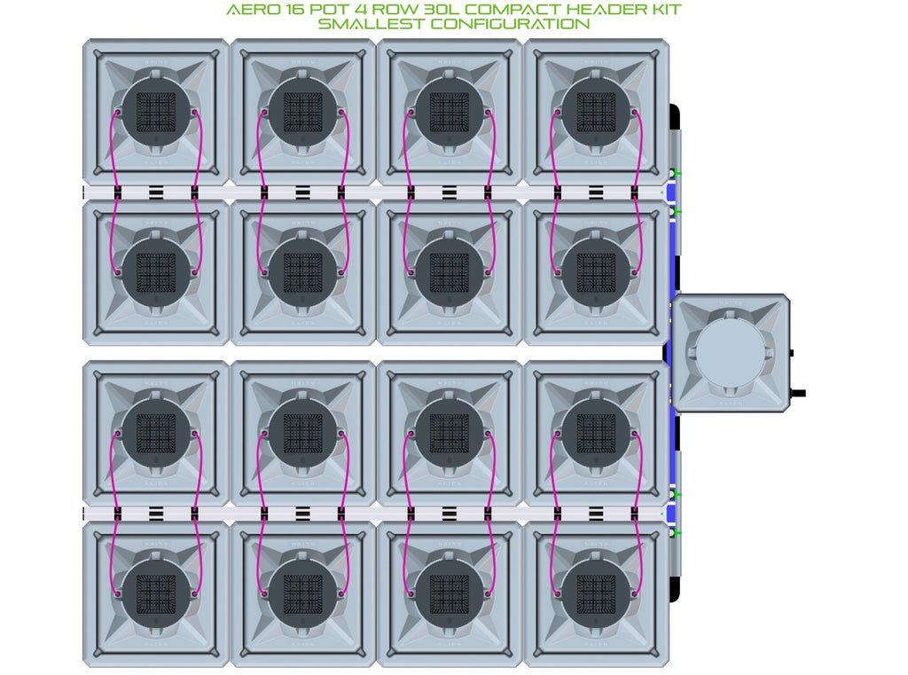ALIEN Hydroponics AERO 16 Pot 4 Row 30L Compact Header Kit product image 3