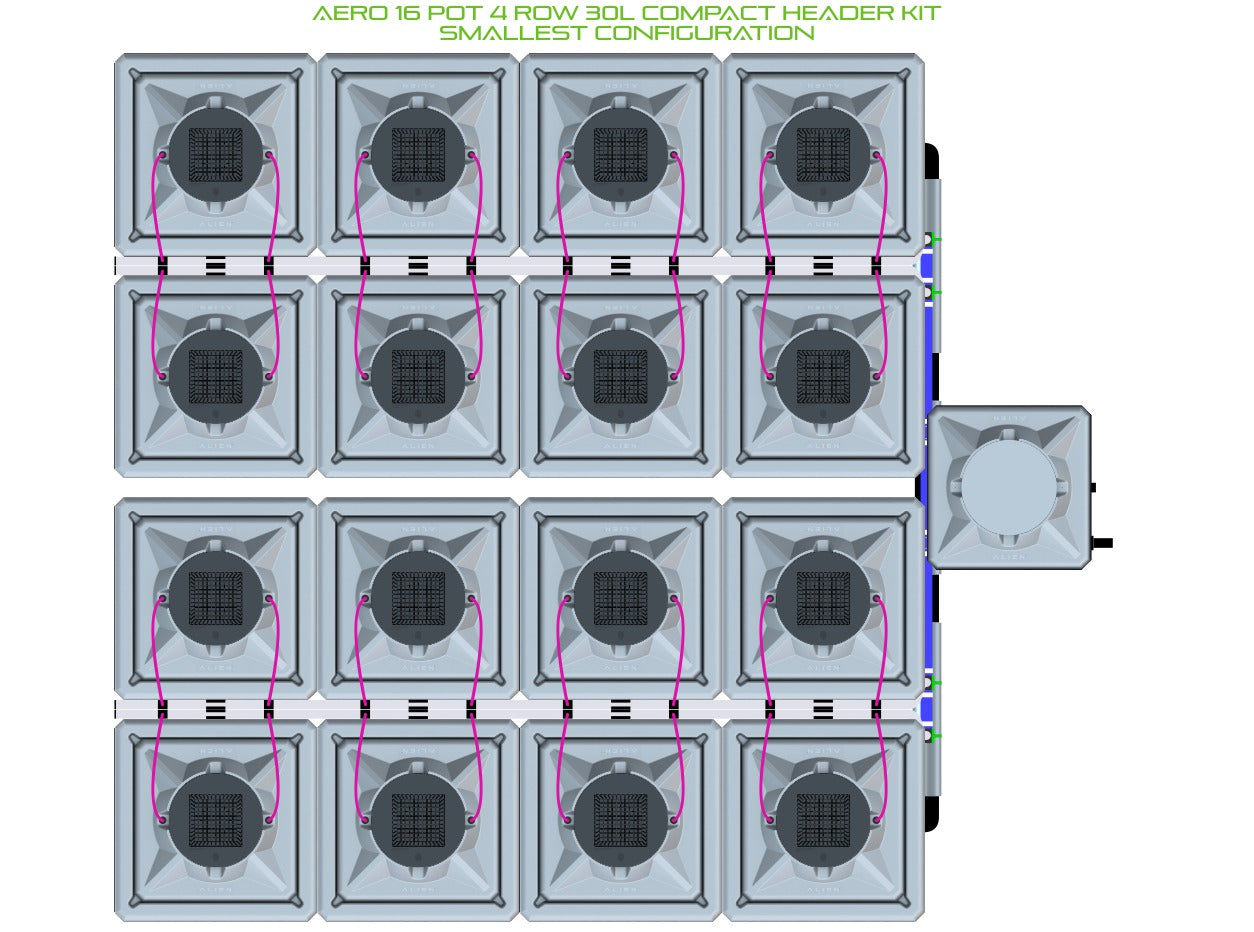 ALIEN Hydroponics AERO 16 Pot 4 Row 30L Compact Header Kit product image 3