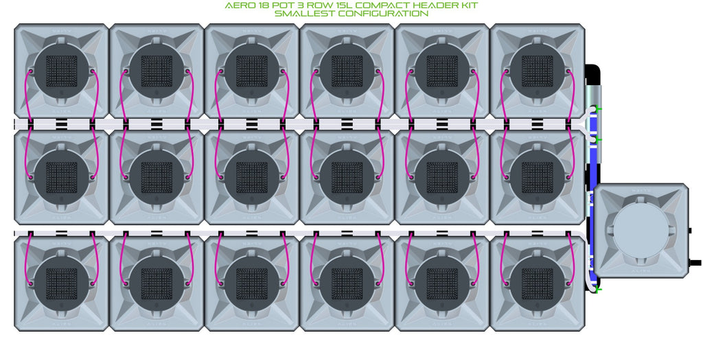 ALIEN Hydroponics AERO 18 Pot 3 Row 15L Compact Header Kit product image 3