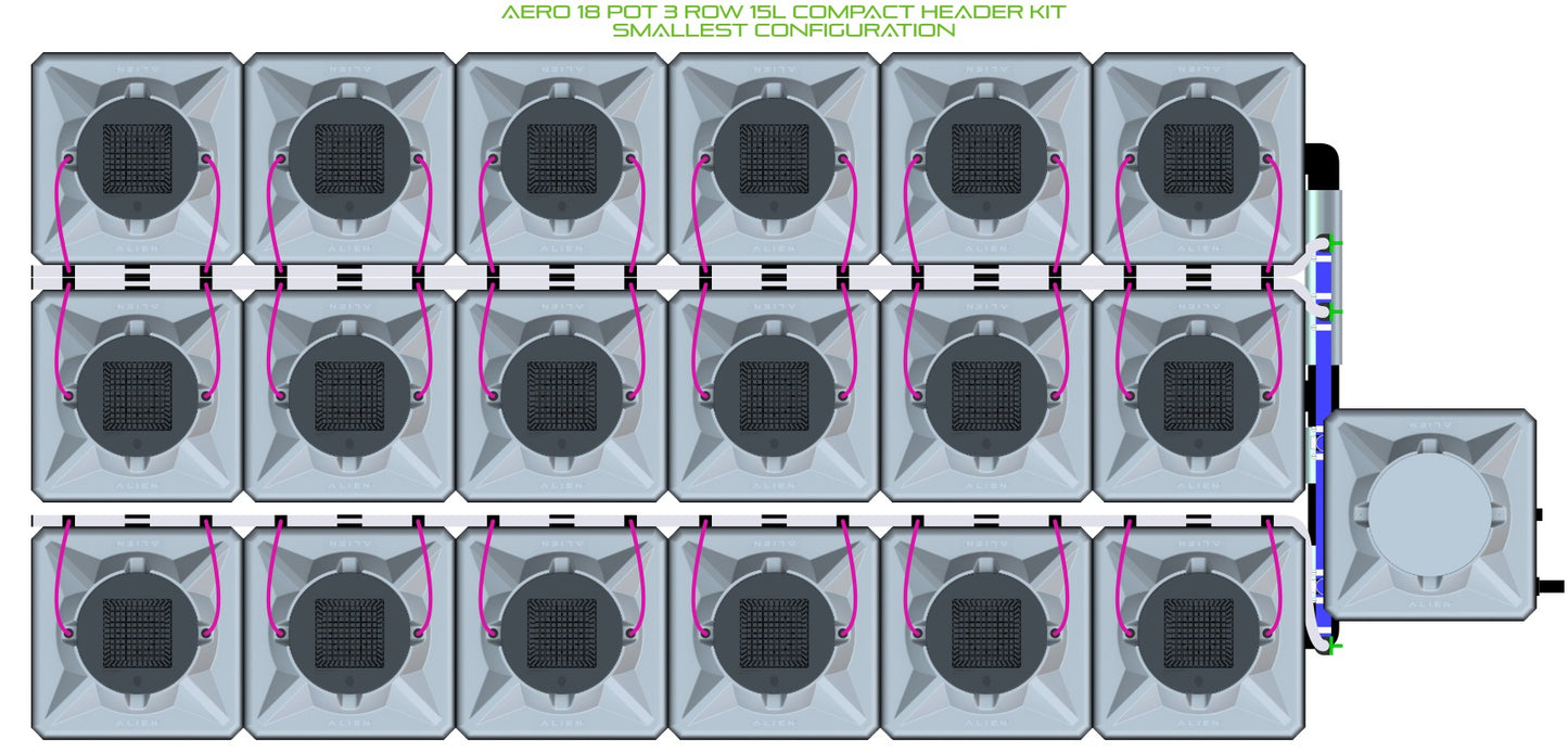 ALIEN Hydroponics AERO 18 Pot 3 Row 15L Compact Header Kit product image 3