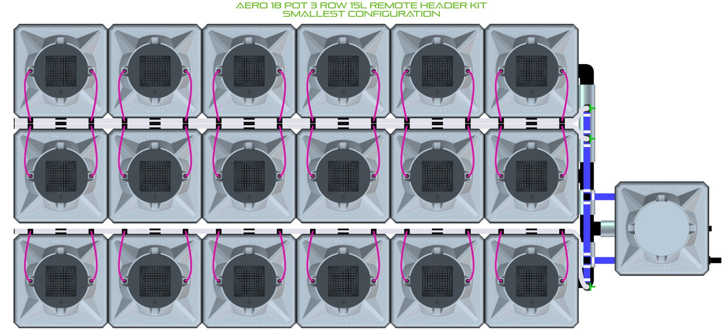 ALIEN Hydroponics AERO 18 Pot 3 Row 15L Remote Header Kit product image 3