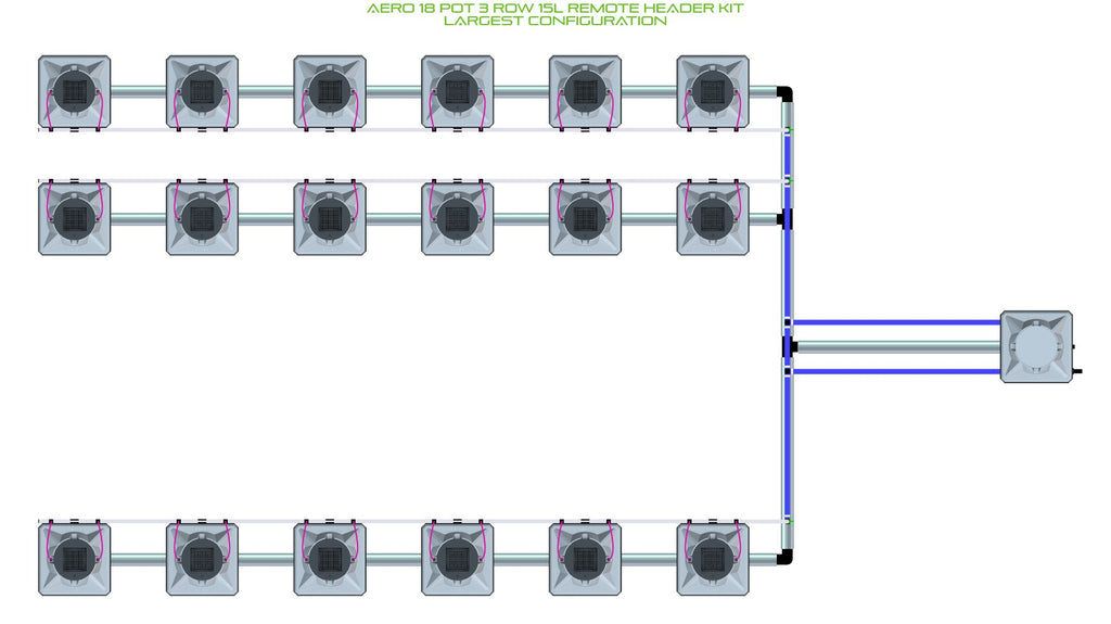 ALIEN Hydroponics AERO 18 Pot 3 Row 15L Remote Header Kit product image 4